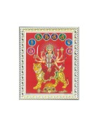 Satvik Goddess Durga Ma Sherawali, Ma Ambe Designer White Photo Frame (1) With Her 9 Forms for Pooja & Decor (25.2*34cm- A4)